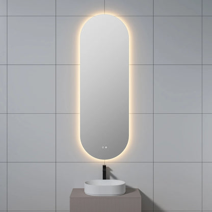 LUXOR PILL LED VANITY OVAL MIRROR - ADJUSTABLE TEMP. & BRIGHTNESS - 23 x 70