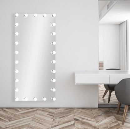 MIRA LED LIGHTED FULL-LENGTH HOLLYWOOD VANITY RECTANGLE MIRROR - 70 x 32