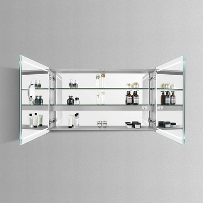 ELARA II CONDUCTIVE HINGE-POWERED LED CABINET VANITY SQUARE MIRROR - 28 x 48