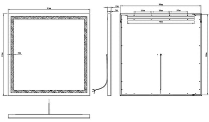 ZEPHYR LED LIGHTED BATHROOM VANITY RECTANGLE MIRROR - 36 x 36