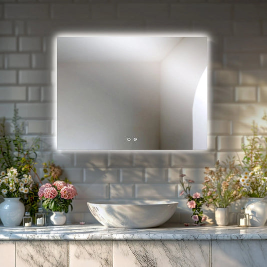 LUXOR LED VANITY SQUARE MIRROR - ADJUSTABLE TEMP. & BRIGHTNESS - 32 x 24