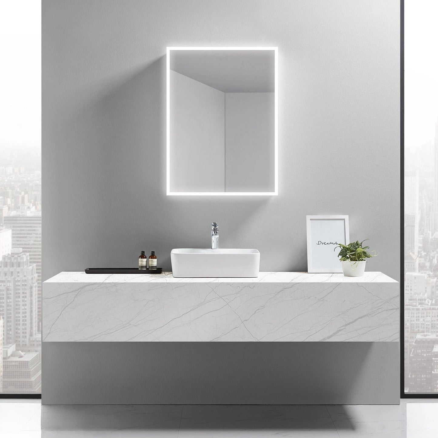 LYLA I LED LIGHTED BATHROOM CABINET VANITY MIRROR - Right Side