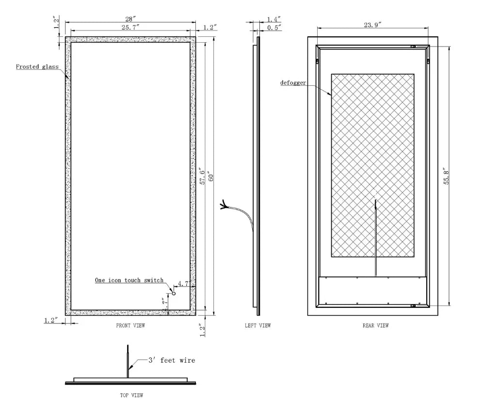 ORION LED ILLUMINATED VANITY RECTANGLE MIRROR - 60 x 28