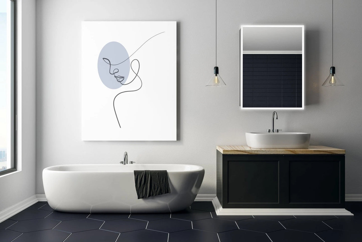 LYLA I LED LIGHTED BATHROOM CABINET VANITY MIRROR - Right Side