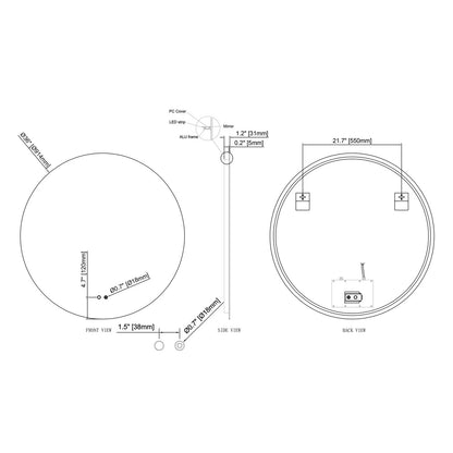 LUXOR LED VANITY ROUND MIRROR - ADJUSTABLE TEMP. & BRIGHTNESS - 36 x 36