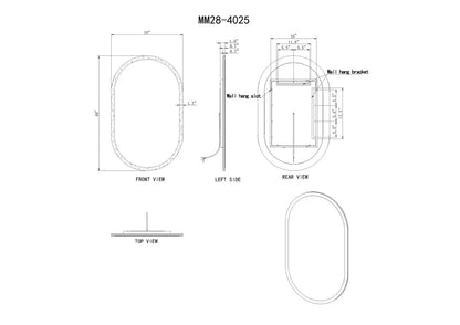 VEGA PILL LED ILLUMINATED OVAL MIRROR