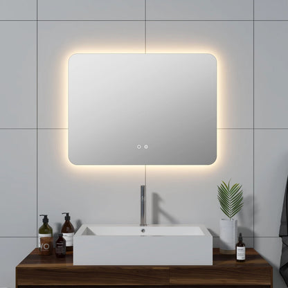 LUXOR ROUNDED CORNERS LED VANITY MIRROR - ADJUSTABLE TEMP. & BRIGHTNESS -32 x 24