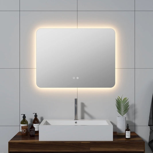 LUXOR ROUNDED CORNERS LED VANITY MIRROR - ADJUSTABLE TEMP. & BRIGHTNESS -32 x 24