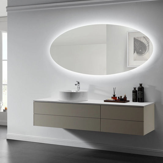 NEBULA OVAL LED LIGHTED BATHROOM VANITY OVAL MIRROR - 70 x 32