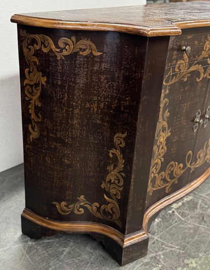 Montrichard-Inspired Baroque Ebony Dining Room Buffet With Gilded Floral Accents