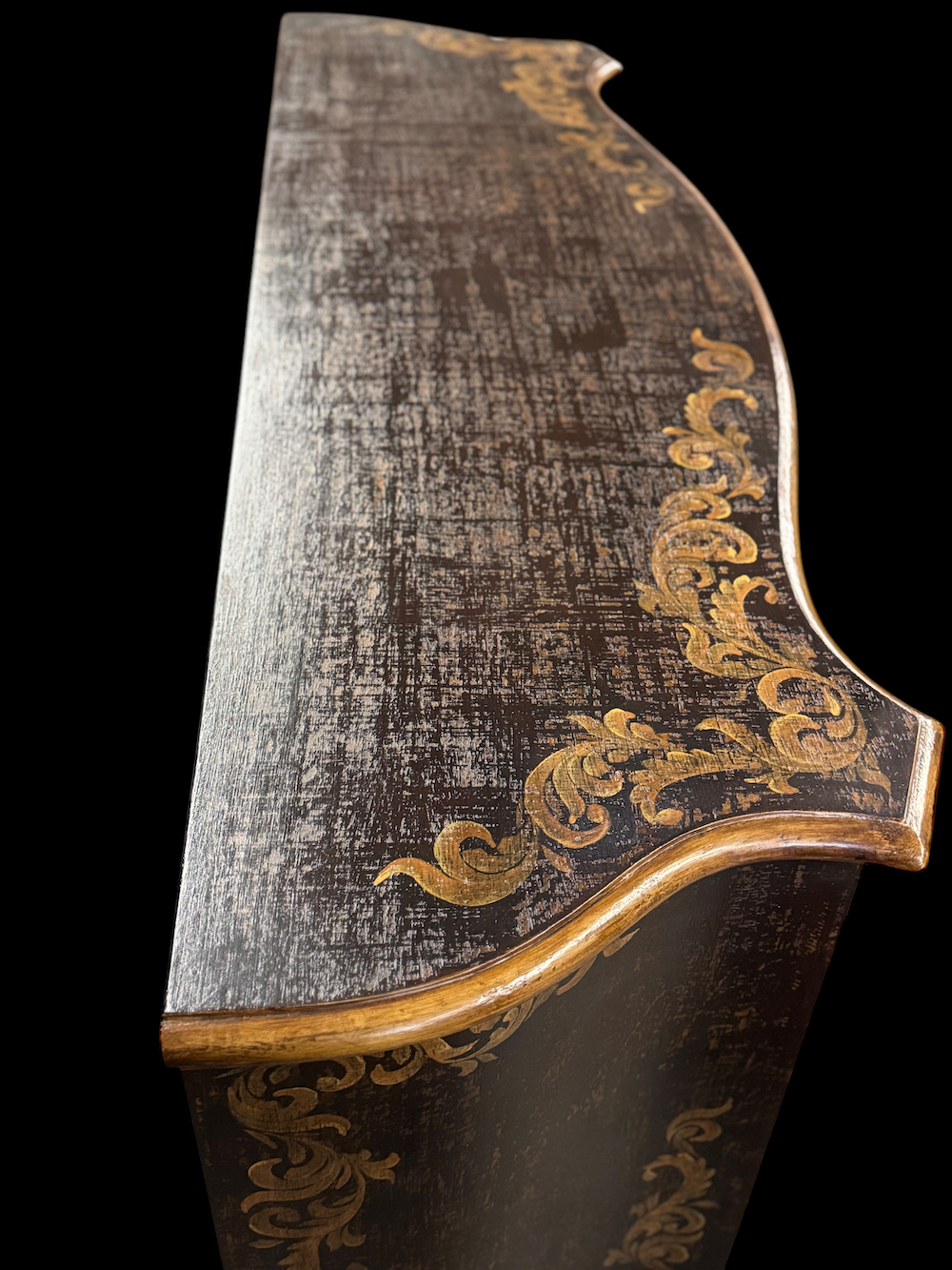 Montrichard-Inspired Baroque Ebony Dining Room Buffet With Gilded Floral Accents