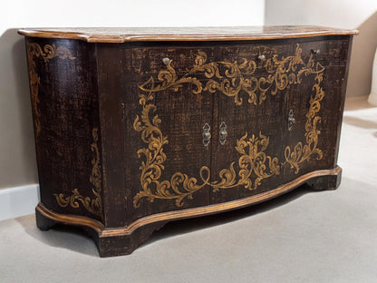 Montrichard-Inspired Baroque Ebony Dining Room Buffet With Gilded Floral Accents