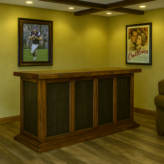 Rivertown Craftsman Bar – Rustic Wood Bar with Forged Iron Accents